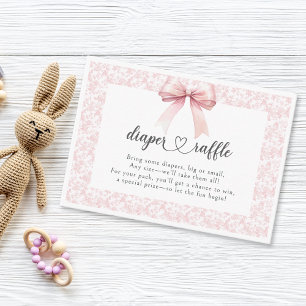 Pink Bow Toile Girl Baby Shower Enclosure Card