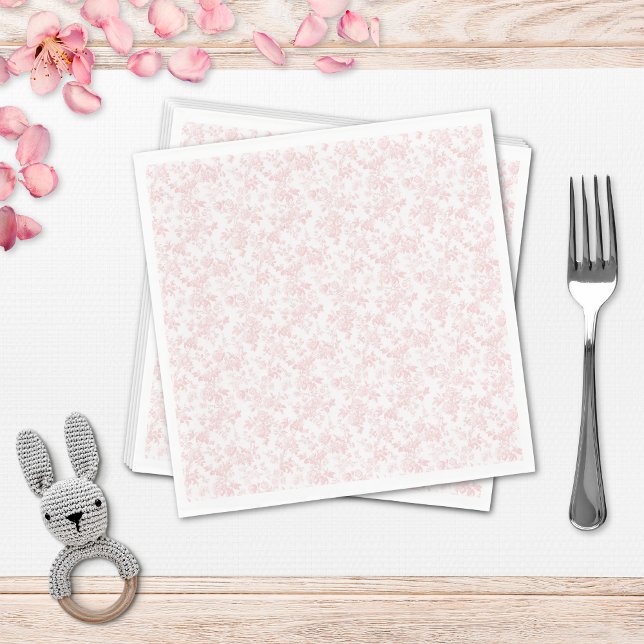 Pink Bow Toile Girl Baby Shower Napkin (Pink Bow Toile Girl Baby Shower Napkins)