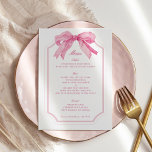 Pink Bow Toile Ribbon Bridal Shower Menu<br><div class="desc">Pink Bow Toile Ribbon Bridal Shower Menu Cards</div>