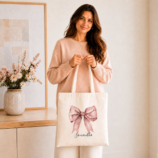 pink Bow tote bag