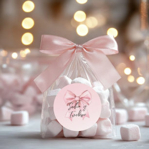 Pink Bow Twelve Birthday Classic Round Sticker