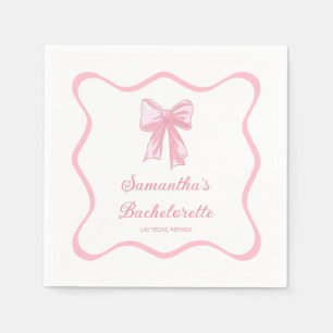 Pink Bow Tying the Knot Bachelorette Party Napkin