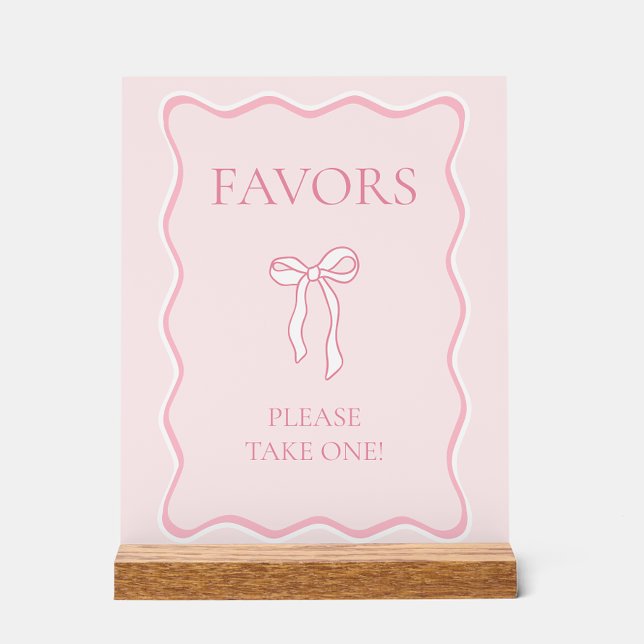 Pink Bow Tying the Knot Bridal Shower Favour Acrylic Sign (Creator Uploaded)