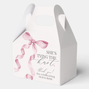 Pink Bow Tying the Knot Bridal Shower Gift Favour Box