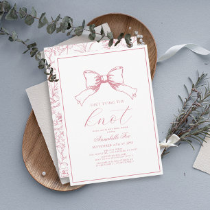 Pink Bow Tying the Knot Bridal Shower Invitation