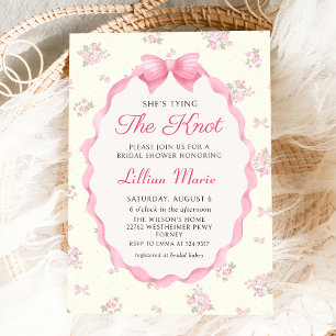 Pink Bow Tying the Knot Bridal Shower Invitation