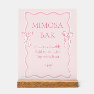 Pink Bow Tying the Knot Bridal Shower Mimosa Bar Acrylic Sign