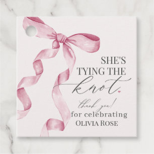 Pink Bow Tying the Knot Bridal Shower Party Favour Tags