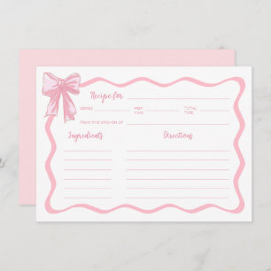 Pink Bow Tying the knot Bridal Shower Recipe Card