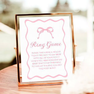 Pink Bow Tying the Knot Bridal Shower Ring Game Poster
