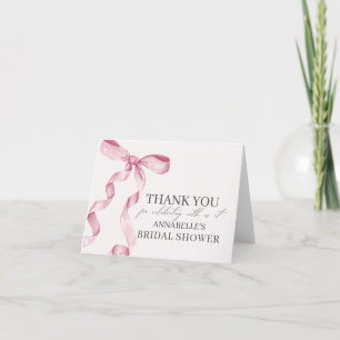 Pink Bow Tying the Knot Bridal Shower Thank You Card