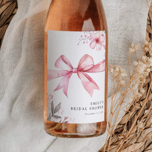 Pink Bow Tying the Knot Bridal Shower Wine Label