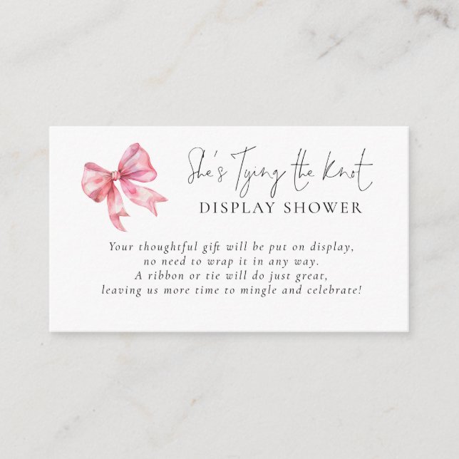 Pink Bow Tying The Knot Display Shower Enclosure Card (Front)