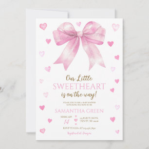 Pink Bow Valentine Baby Shower Invitation