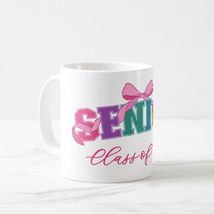 Pink Bow Varsity Letter Senior Class of Year Coffee Mug