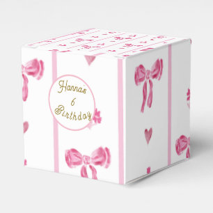 Pink Bow Vertical Stripe -preppy coquette birthday Favour Box