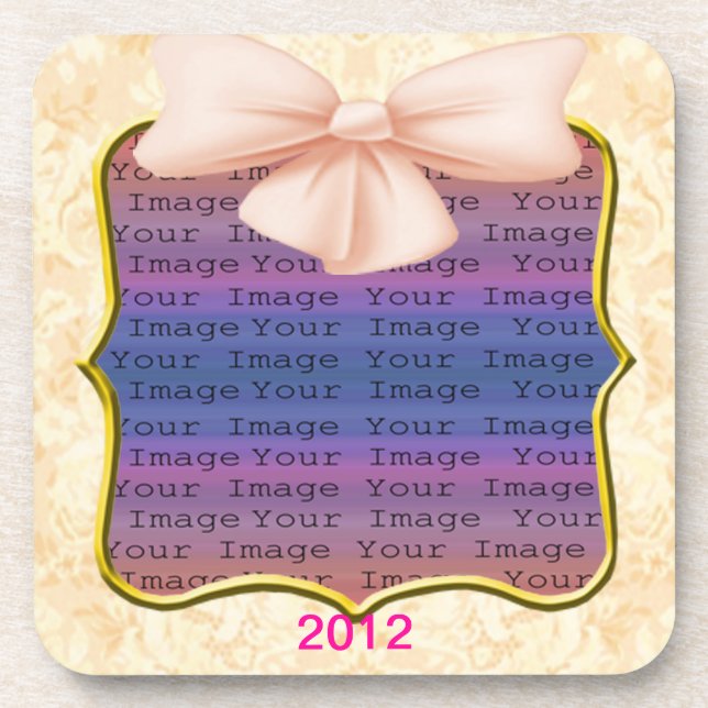 Pink Bow Wedding Coasters (Front)