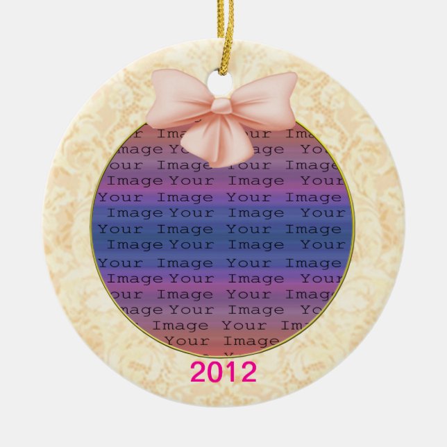 Pink Bow Wedding Ornament (Front)