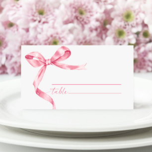 Pink Bow Wedding  Place Card