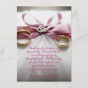 Pink Bow Wedding Thank You Card
