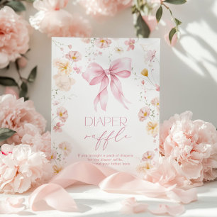 Pink Bow Wildflower Diaper Raffle  Poster
