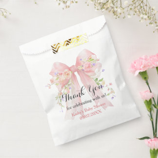 Pink Bow Wildflowers Favour Bag