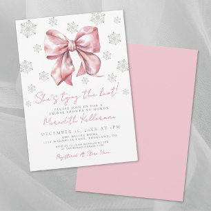 Pink Bow Winter Bridal Shower Invitation