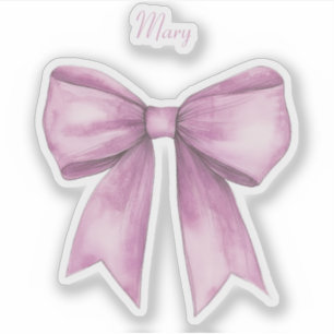 Pink Bow with Name Vinyl Sticker