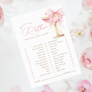 Pink Bow Would She Rather Bridal Shower Game