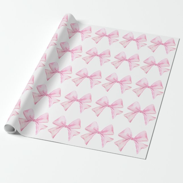 Pink Bow Wrapping Paper (Unrolled)
