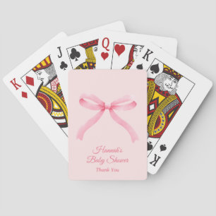 Pink Bows Aesthetic Baby Shower Favour Playing Cards