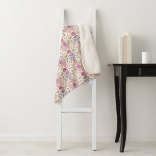 Pink Bows and Blossoms Rustic Sherpa Blanket
