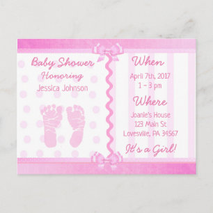 Pink Bows and Polka Dots Baby Shower Invitation