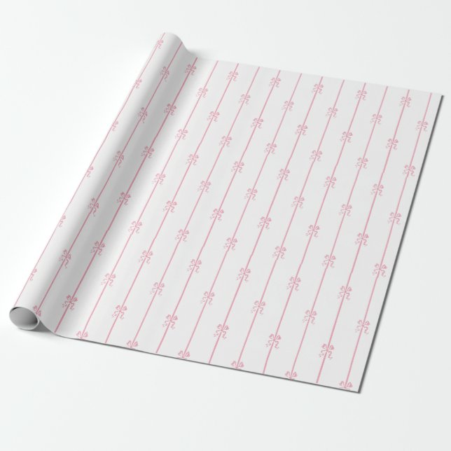 Pink Bows and Stripe Wrapping Paper (Unrolled)