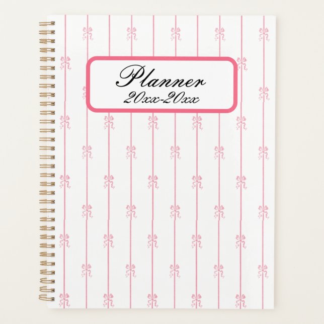 Pink Bows and Stripes Planner (Front)