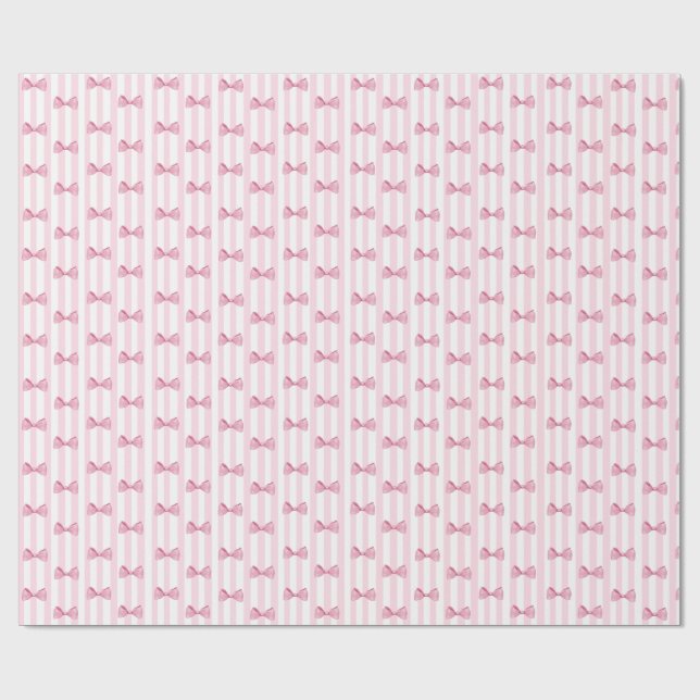 Pink Bows Baby Girl Baby Shower Gift Wrap (Flat)
