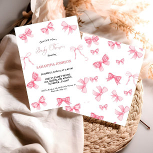 Pink Bows Baby Girl Baby Shower Invitation