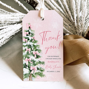 Pink Bows Baby It's Cold Outside Baby Shower Gift Tags