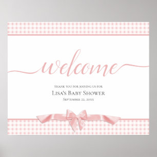Pink Bows Baby Shower Welcome Sign