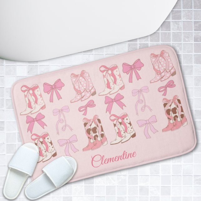 Pink Bows & Boots Personalised Girly Bathmat  (Pink Bows & Boots Personalized Girly Bathmat
)