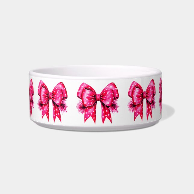 Pink Bows Ceramic Pet Bowl (Front)