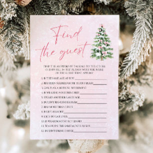 Pink Bows Christmas Find the Guest Baby Shower Invitation