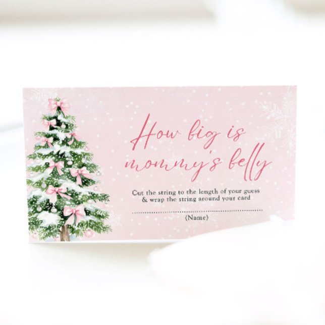 Pink Bows Christmas How Big is Mummy's Belly Game Enclosure Card (Pink Bows Christmas How Big is Mommy's Belly Game)