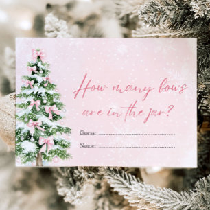 Pink Bows Christmas How Many Bows Baby Shower Game Invitation