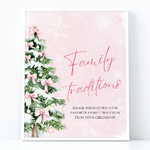 Pink Bows Christmas Tree Family Traditions Game Poster