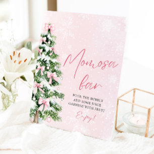 Pink Bows Christmas Tree Snowflake Momosa Bar Sign