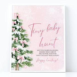 Pink Bows Christmas Tree Tiny Baby Hunt Game Poster