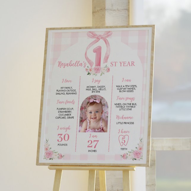 Pink Bows Coquette Birthday Milestone Sign (Creator Uploaded)