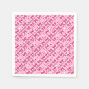 Pink Bows Diagonal Stripe Polka Dot Napkin