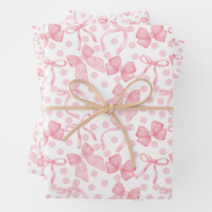 Pink Bows & Dots Wrapping Paper Sheet